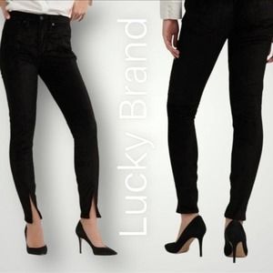 Lucky Brand, ‘Bridgette’ High Rise, Skinny Velvet Pants, Split Hem, Women’s 0/25